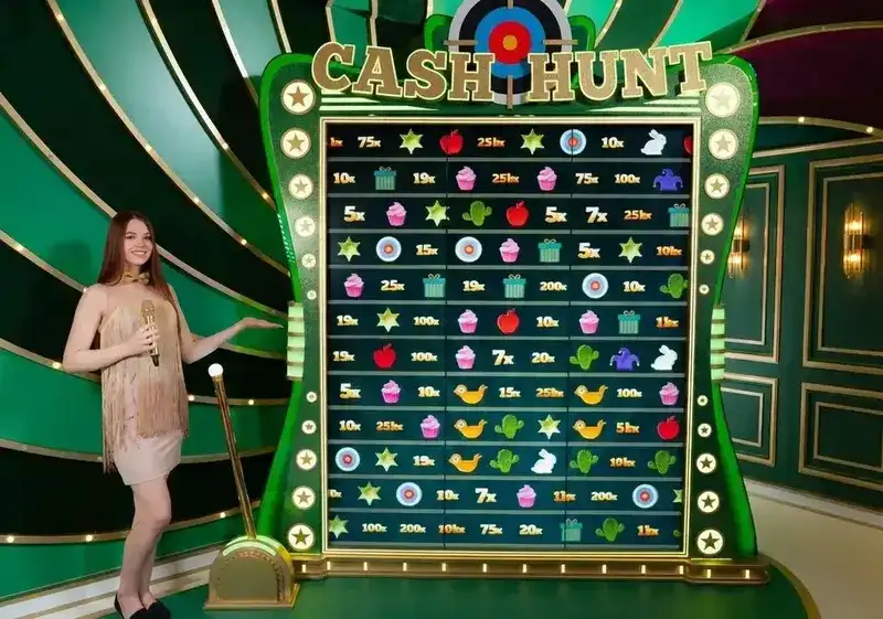 Cash Hunt — 108-cell shooting gallery with hidden multipliers
